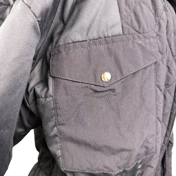 Bogner Womens Black Nylon Embroidered Hooded Jacket Stylish Winter Coat Size 12 - Picture 12 of 16